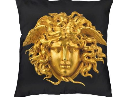 Versace Style Decorative Luxury Velvet Pillowcases Medusa Head Golden Print Online now