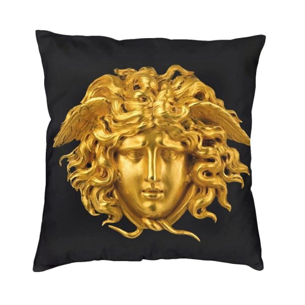 Versace Style Decorative Luxury Velvet Pillowcases Medusa Head Golden Print Online now