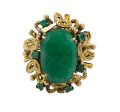 Yellow 14k gold huge rough emerald vintage ring Online Sale