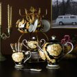 British Riyal Collection Style Elegant Coffee and Tea Luxury 24 karat Plated Porcelain Set For Cheap