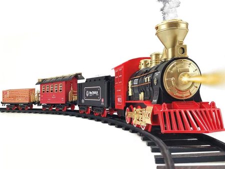 Classic Christmass Electric Red Train Toy Children s Railway Train with Remote Control, Steam,LED and Sound Supply