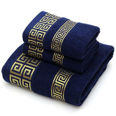 Embroidered High Quality Cotton Super Absorbent  Luxury Bath and Face Towels Set Hot on Sale