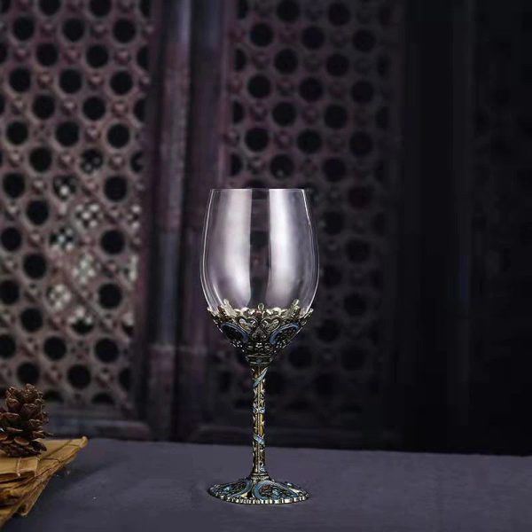 Custom Made Vintage Enamel Lead Free Crystal Goblet Wine Glasses and Wine Decanter Hot on Sale