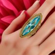 Yellow 14k oval aquamarine lady ring on Sale