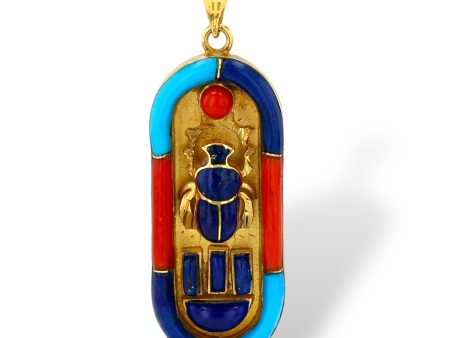 Yellow gold 18k Egyptian amulet solid pendant on Sale