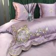 Royal Style  Embroidery Cotton Luxury Pink Soft Smooth Duvet Cover Bedspread Bedding Set With Pillow Covers Sale