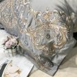 Royal Gold Embroidery Satin Cotton Luxury Gray Soft Smooth Quilt Duvet Cover Bedspread Bedding Set With Pillow Covers on Sale