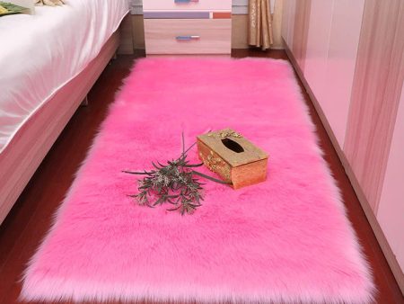 Luxury Super Soft Faux Sheepskin Fur Pink Area Rugs for Bedside Floor Mat Plush Sofa Cover Seat Pad for Bedroom Cheap