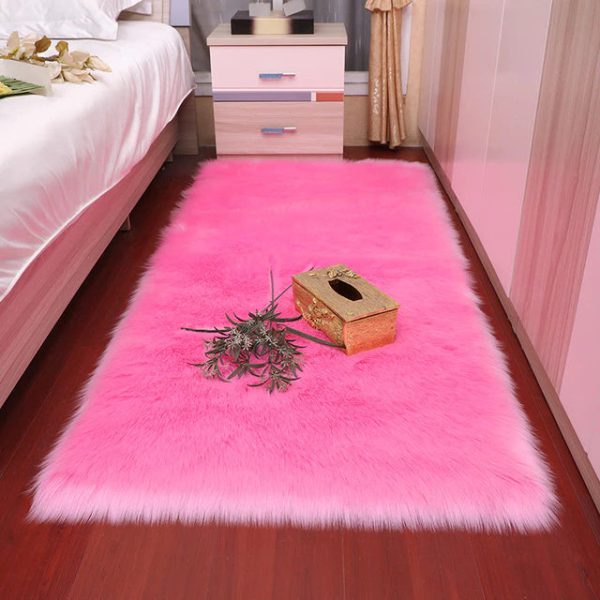 Luxury Super Soft Faux Sheepskin Fur Pink Area Rugs for Bedside Floor Mat Plush Sofa Cover Seat Pad for Bedroom Cheap