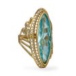 Yellow 14k oval aquamarine lady ring on Sale