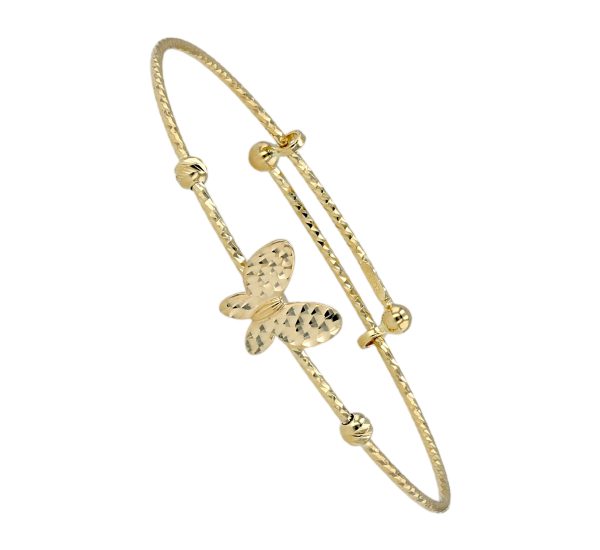 Yellow gold 14k baby adjustable bangle Fashion