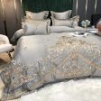 Royal Gold Embroidery Satin Cotton Luxury Gray Soft Smooth Quilt Duvet Cover Bedspread Bedding Set With Pillow Covers on Sale