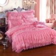 Luxury  Pink Lace Princess Syle Cotton Duvet Cover Bedding Set With Pillow Covers Online now