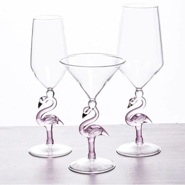 Pink Flamingo Fun Glasses for Martini, Wine, Cocktails, Beer ,Champagne Party and Home Bar Cheap