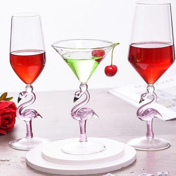 Pink Flamingo Fun Glasses for Martini, Wine, Cocktails, Beer ,Champagne Party and Home Bar Cheap