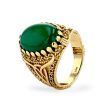 Yellow Gold 10k Oval Green Jade Ring-228037 Supply