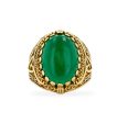 Yellow Gold 10k Oval Green Jade Ring-228037 Supply