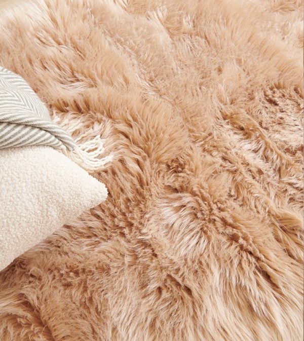 Luxury Super Soft Faux Sheepskin Fur Light Brown Area Rugs for Bedside Floor Mat Plush Sofa Cover Seat Pad for Bedroom Online Hot Sale