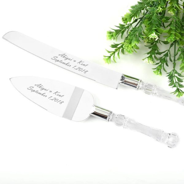 Eligant Laxury Bride and Groom  Bridal Customisable Cake Knife and Shovel Set Cheap