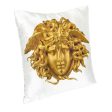 Versace Style Decorative Luxury Velvet Pillowcases Medusa Head Gold and White Print Hot on Sale