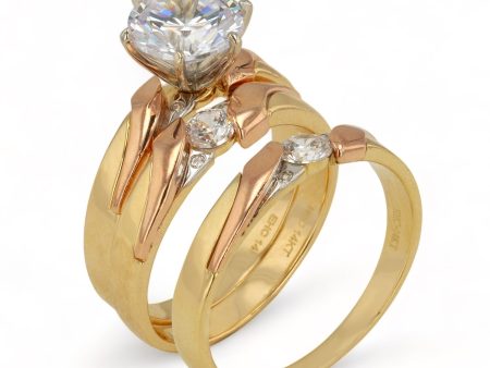 14K Yellow and Rose Gold Trio Engagement Rings - 1044 Hot on Sale