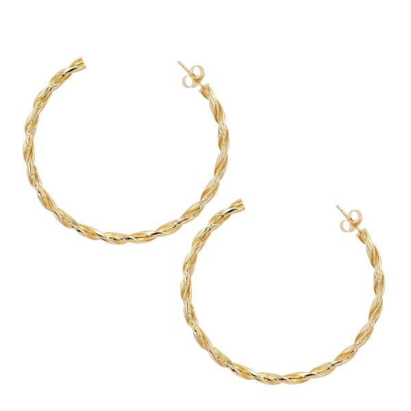 Yellow gold big twist hoops earrings-11121 Sale