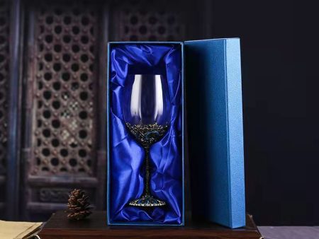 Custom Made Vintage Enamel Lead Free Crystal Goblets Wine Glasses Comes In Beutiful Gift Box on Sale