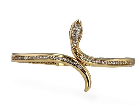 Yellow 14k snake bangle green eyes-227989 For Discount