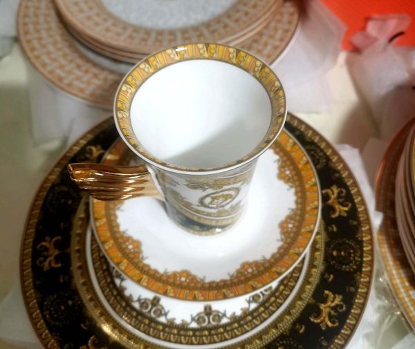 Versace Style Luxury Coffee and Tea Porcelain Gold Plated Sets Online Sale