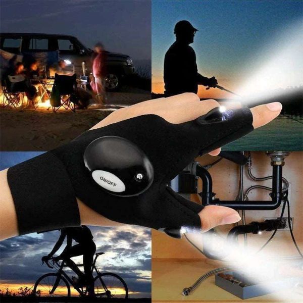 Amzing Innovation Rechargeable Magic Strap Fingerless Flashlight Gloves Waterproof Available in Three Different Styles For Sale