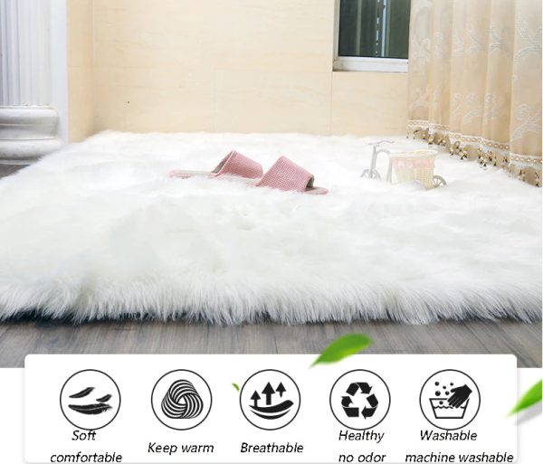 Luxury Super Soft Faux Sheepskin Fur White Area Rugs for Bedside Floor Mat Plush Sofa Cover Seat Pad for Bedroom Online