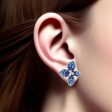 White gold 14k clover earrings sapphire and diamonds Online now