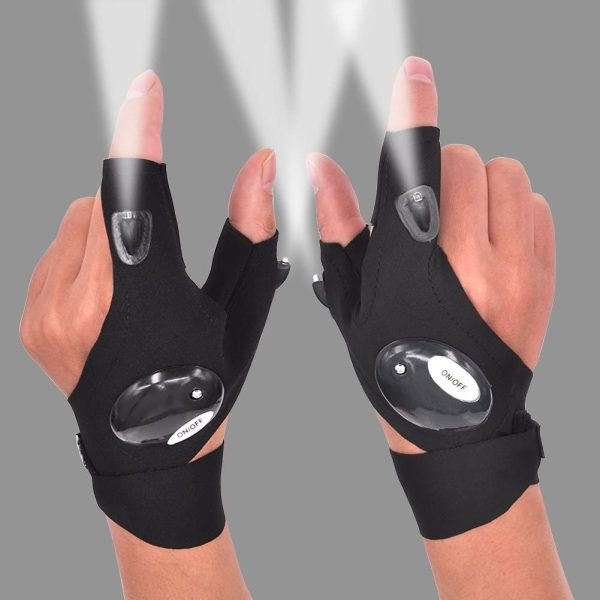 Amzing Innovation Rechargeable Magic Strap Fingerless Flashlight Gloves Waterproof Available in Three Different Styles For Sale