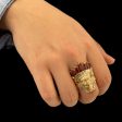 14K Yellow gold Indian red ruby lab fender ring-318326 on Sale