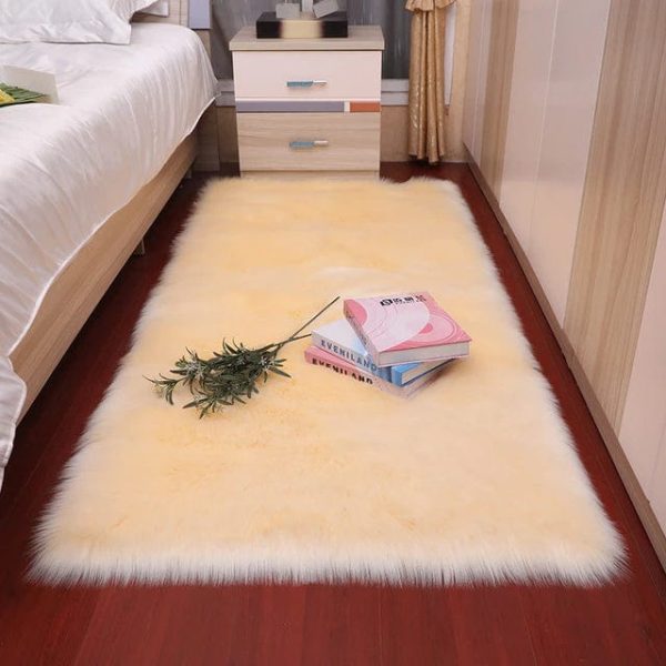 Luxury Super Soft Faux Sheepskin Fur Bage Area Rugs for Bedside Floor Mat Plush Sofa Cover Seat Pad for Bedroom Supply