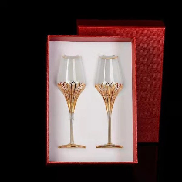 Custom Made Wedding Led Free Crystal Champagne Wine Glasses Set of Two For Cheap