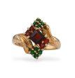 Yellow gold 10k garnet and  emerald Cheap