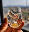 Luxury Lead Free Crystal Glass 24 karat Gold Foil Hand Blown Dimond Cut For Whisky Vodka Glasses Supply