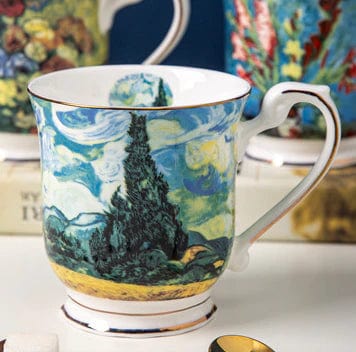 Top Grade Porcelain Coffee or Tea Cup Mug Gold Plated featuring Van Gogh s Classic Oil Paintings Discount