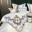 Royal White Embroidery  Cotton Bedding Set Luxury Soft Smooth  Duvet Cover Bedspread Bedding Set With Pillow Covers Cheap