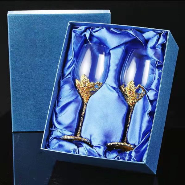 Elegant Custom Made Enamel Led Free Crystal Goblets Wine Glasses Comes With Beutiful Gift Box Online