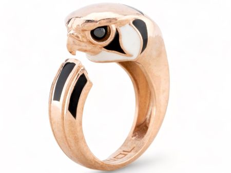 14k rose gold solid enamel falcon ring-52930 For Discount