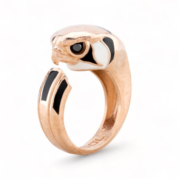 14k rose gold solid enamel falcon ring-52930 For Discount