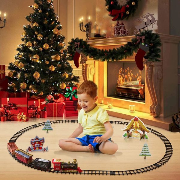 Classic Christmass Electric Red Train Toy Children s Railway Train with Remote Control, Steam,LED and Sound Supply