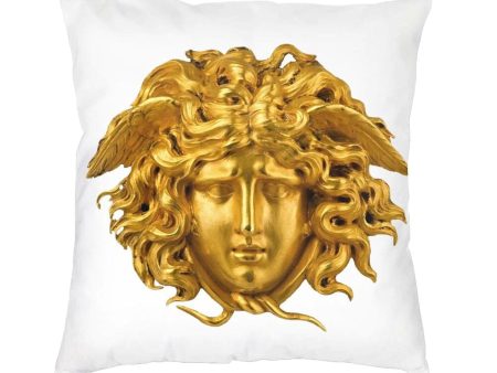 Versace Style Decorative Luxury Velvet Pillowcases Medusa Head Gold and White Print Hot on Sale