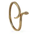 Yellow 14k snake bangle green eyes-227989 For Discount