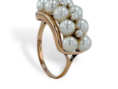 Solid 14k solid cluster pearl ring Online Hot Sale