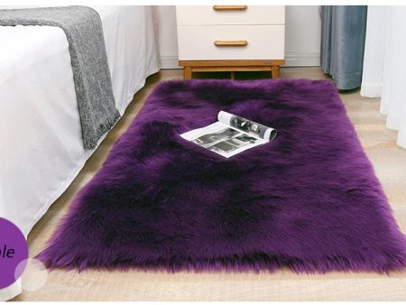 Luxury Super Soft Faux Sheepskin Fur Purple Area Rugs for Bedside Floor Mat Plush Sofa Cover Seat Pad for Bedroom Hot on Sale