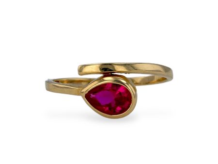 Yellow gold 10k drop red ring Online