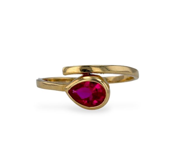 Yellow gold 10k drop red ring Online